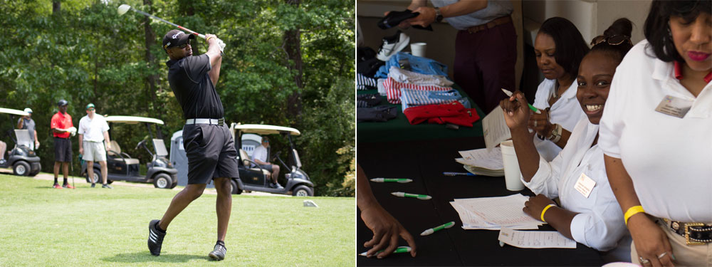 Registration table at golf tournament